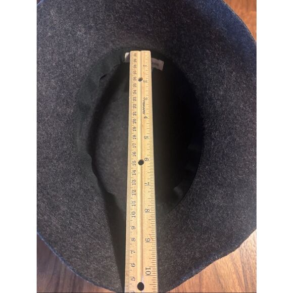 Coldwater Creek Charcoal Felt Floppy Hat with Braided Band
